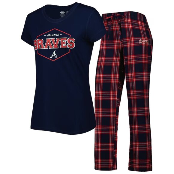Atlanta Braves Women's Concepts Sports T-Shirt and Pajama Pants Sleep Set - Picture 1 of 6